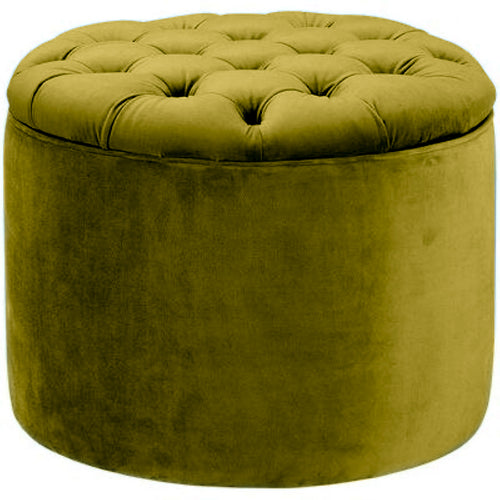 Baroque Tufted Lid Round Ottoman With Storage Mangrove