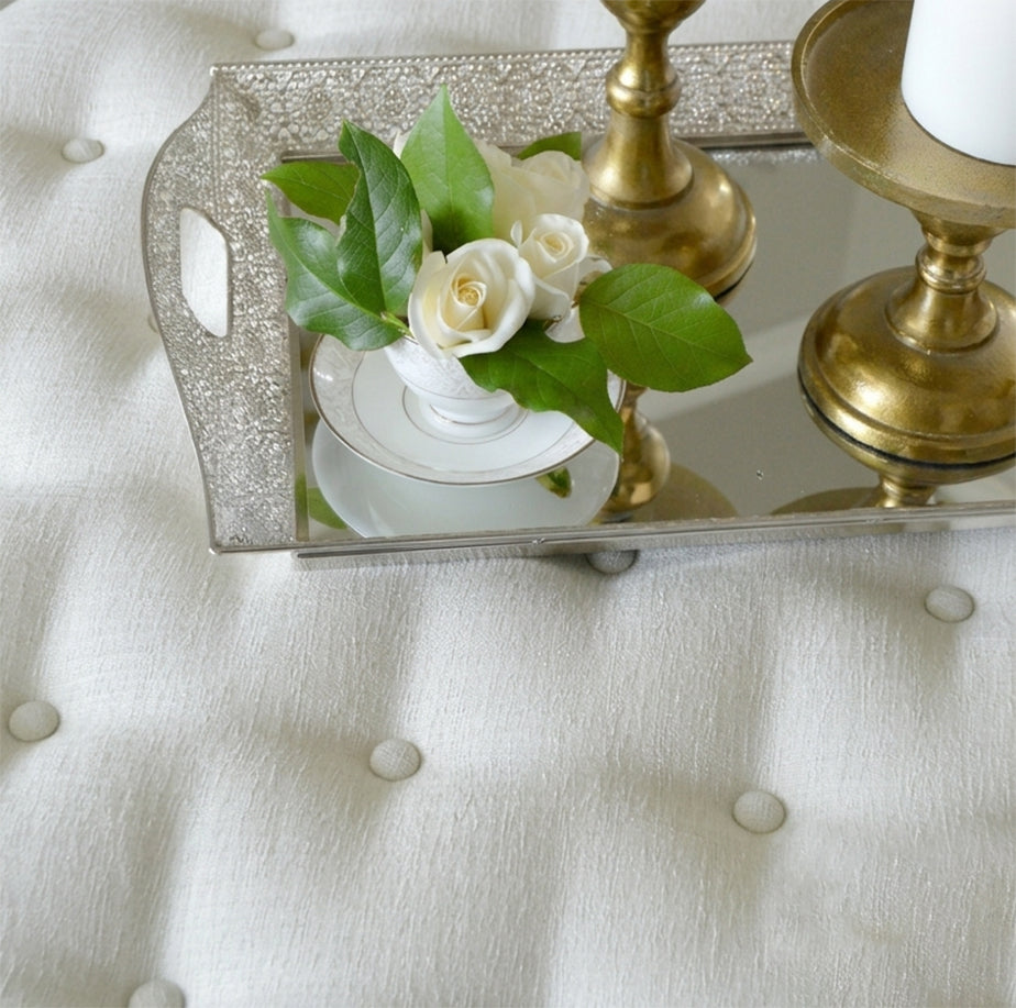 Ananke Linen Greek Key Tufted Ottoman Coffee Table