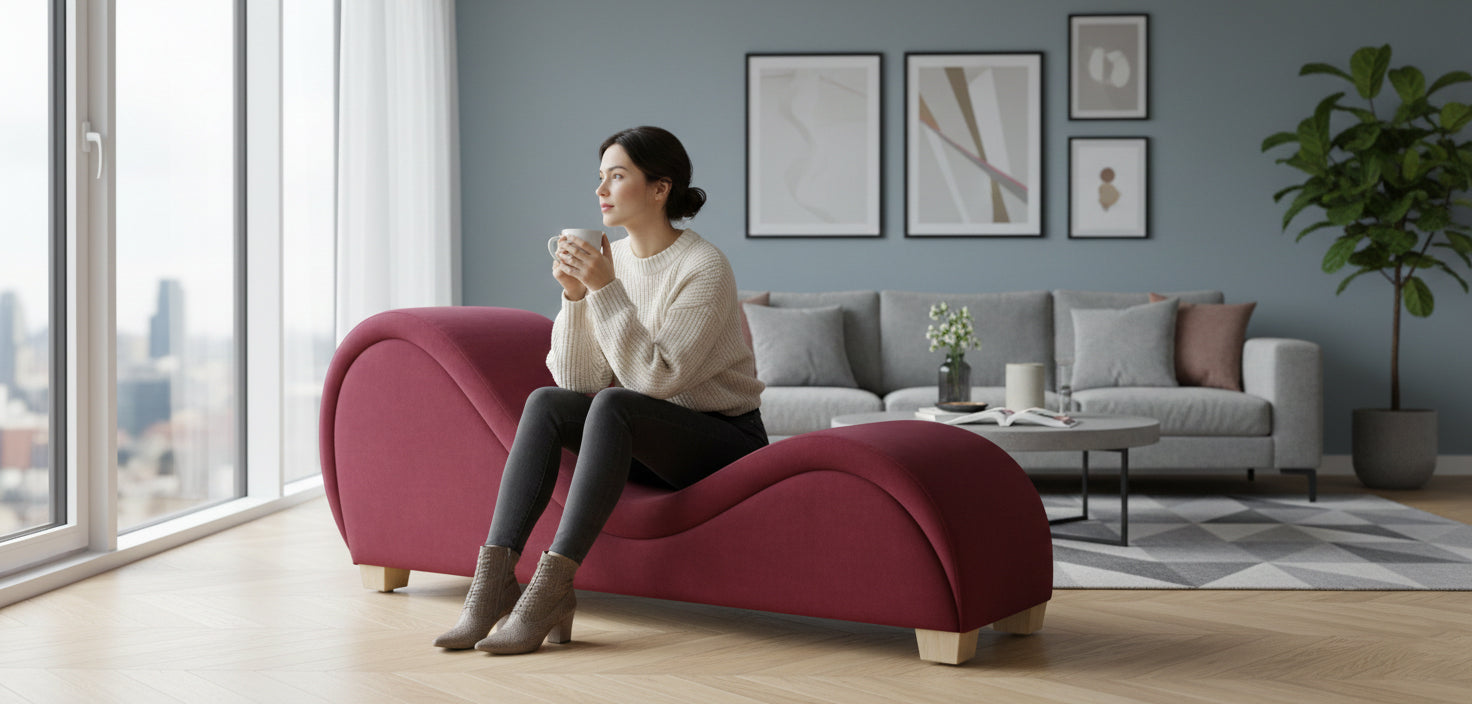 Hathor Leather Yoga Chair Relax Couch and Love Lounge Chair - Burgundy