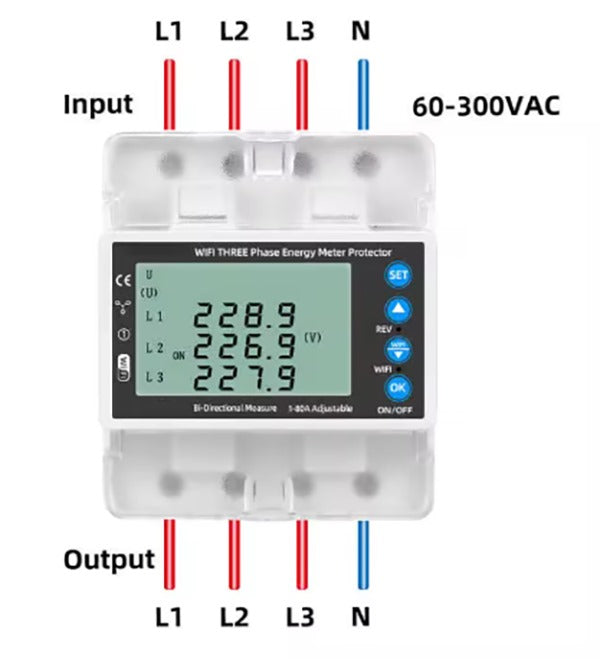 Tuya WiFi 3P4W Photovoltaic Meter Three Phase Reclosure Switch Intelligent