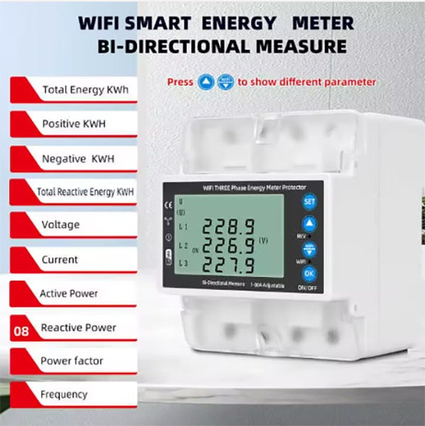 Tuya WiFi 3P4W Photovoltaic Meter Three Phase Reclosure Switch Intelligent