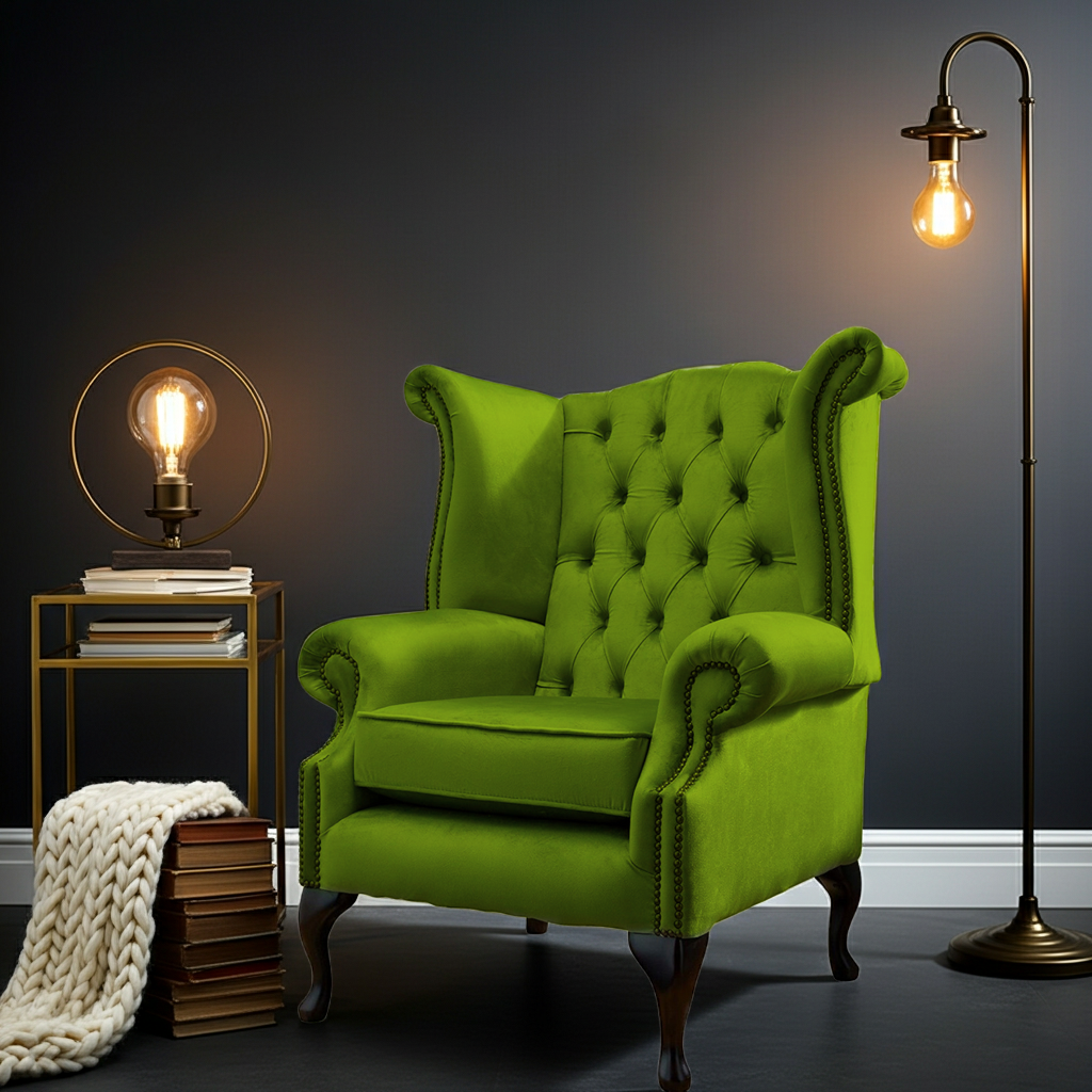 Chesterfield High Back Wing Chair in Mangrove