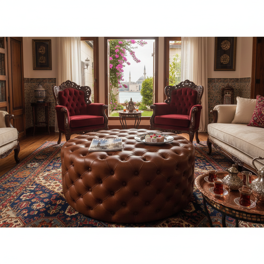 Paris Brown Leather Coffee Table