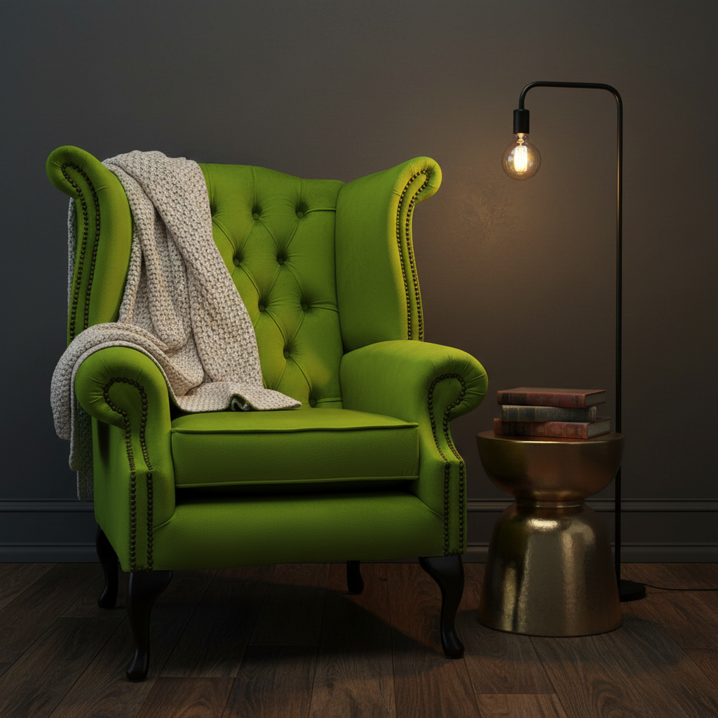 Chesterfield High Back Wing Chair in Mangrove