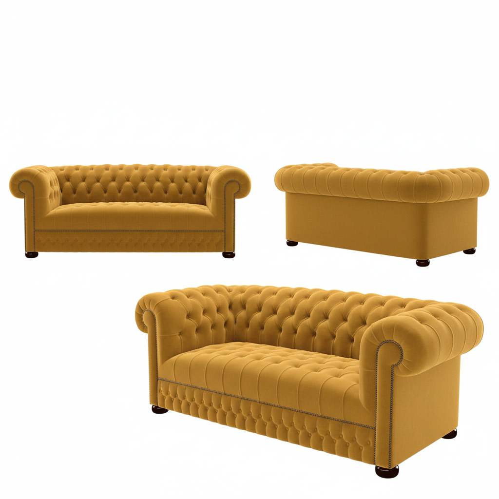 Chernobyl Chesterfields Three seaters Mustard
