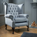 Chesterfield High Back Wing Chair Grey Velvet