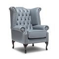 Chesterfield High Back Wing Chair Grey Leather